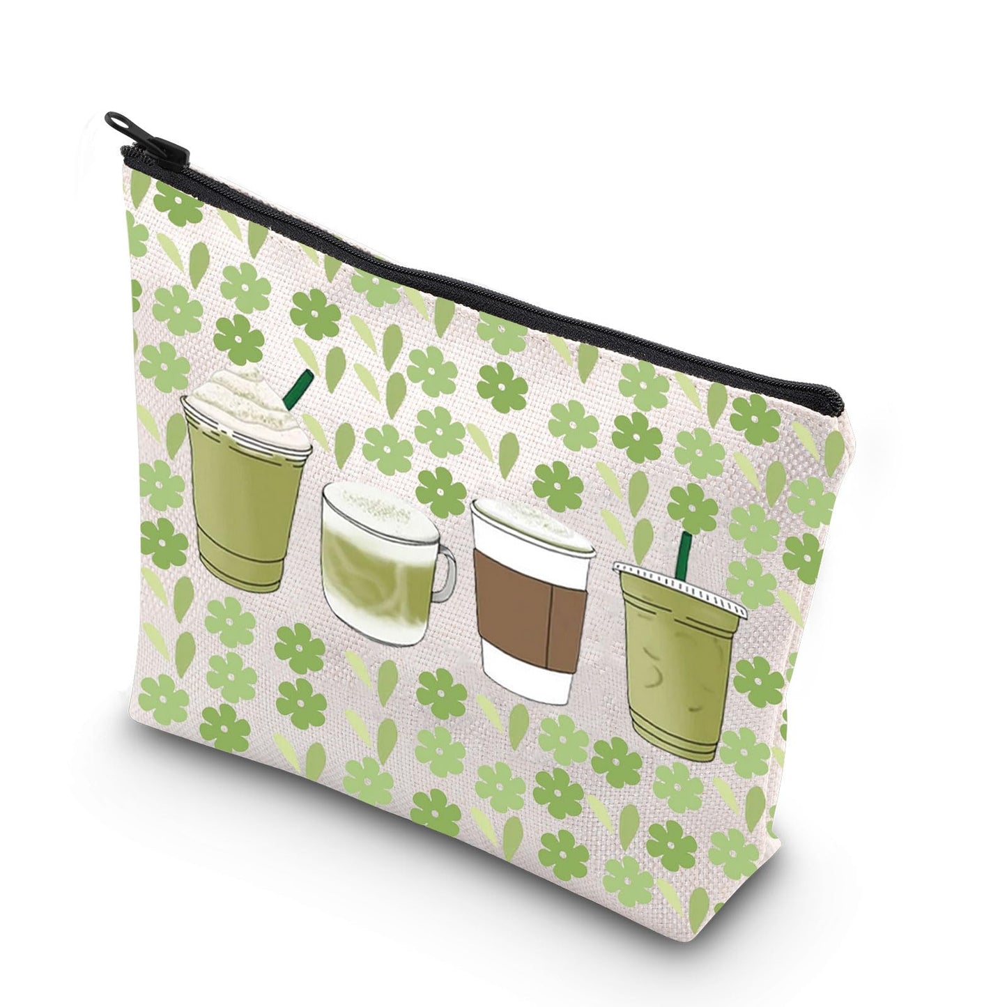 G2TUP Matcha Makeup Bag Matcha Latte Lover Gift Matcha Green Tea Gifts Matcha Drink Lover Zipper Pouch (Green Matcha)