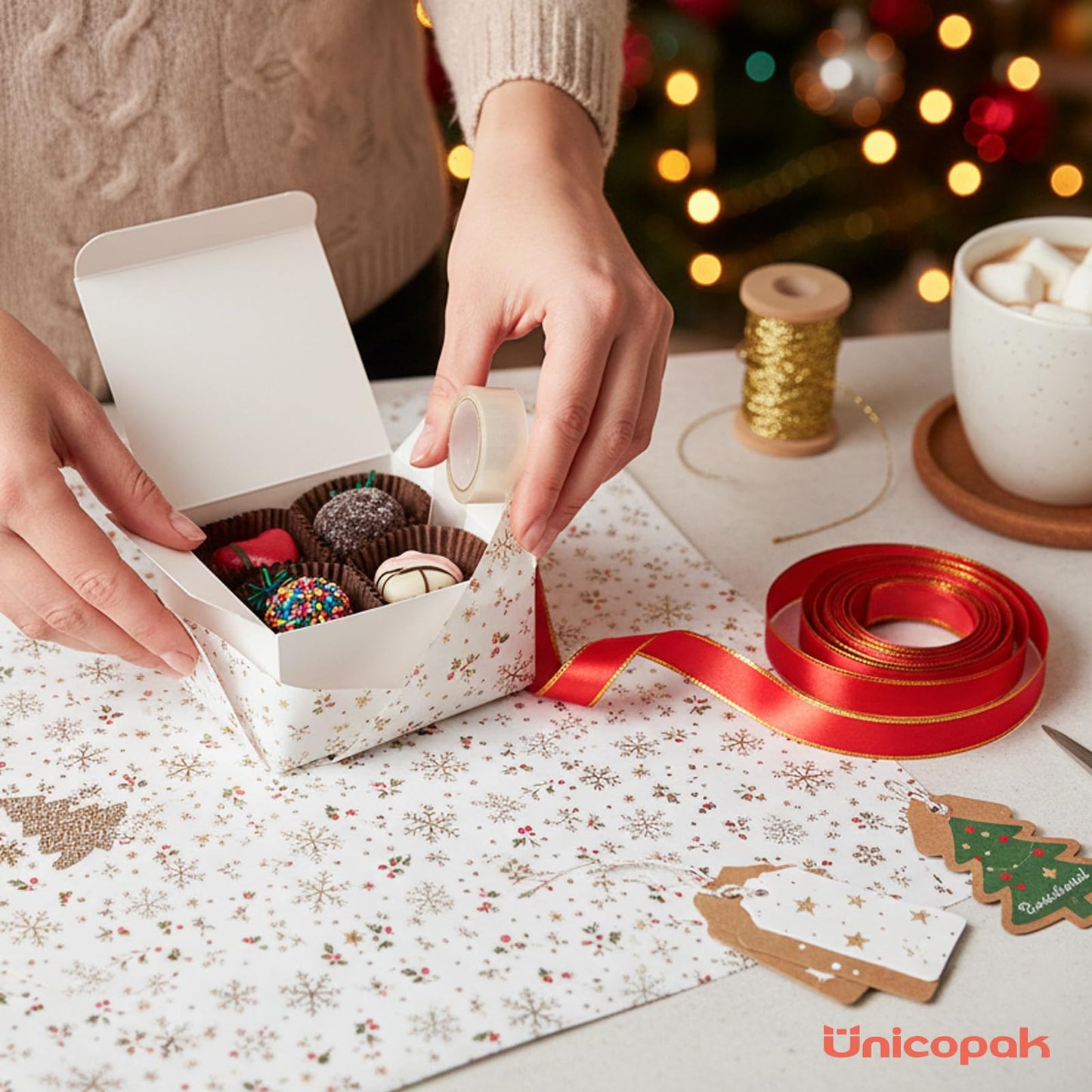 UnicoPak 20 Pack 4x4x2 White Small Gift Boxes - Food Grade Cardboard Treat Boxes for Candy, Fudge, Cookies - Small Square Boxes for Ornaments, Jewelry Trinkets, Party Favors, Small Business Packaging