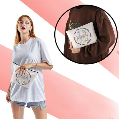 ASL Interpreter Appreciation Cosmetic Bag Sign Language Teacher Makeup Bag Best Interpreter Ever Gift Deaf Teacher Gift (WarmInterpreter Mup)