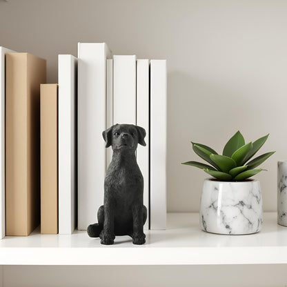 JFSM INC. 3.25" Black Labrador Dog Sitting Up Figurine - Black Lab Gift, Resin Pet Statue, Holiday Stocking Stuffer - Home or Office Desktop Decoration