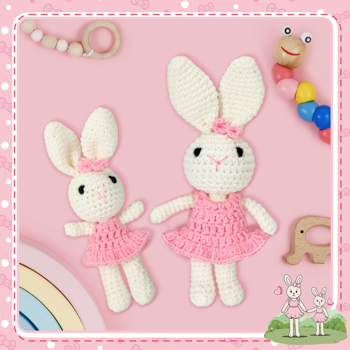 Big Sister Crochet Gifts for Girls, Big Sister Little Sister Doll Gift Set to Celebrate Little Girls Promoted to Sister, Gifts for Older Siblings of New Baby