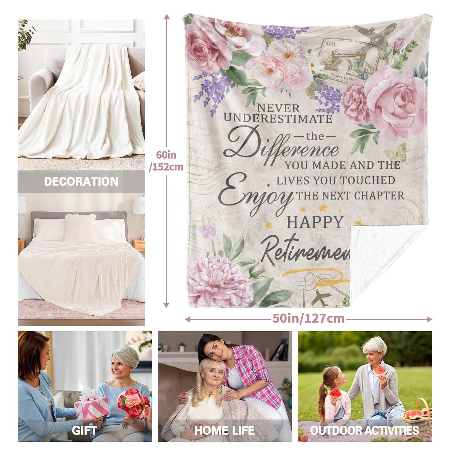 Retirement Gift for Woman, Retirement Blanket for Women/Men 2026, Farewell Gifts for Coworkers, Going Away Goodbye Present for Mom Teacher Nurse Throws Blankets 60"x50"