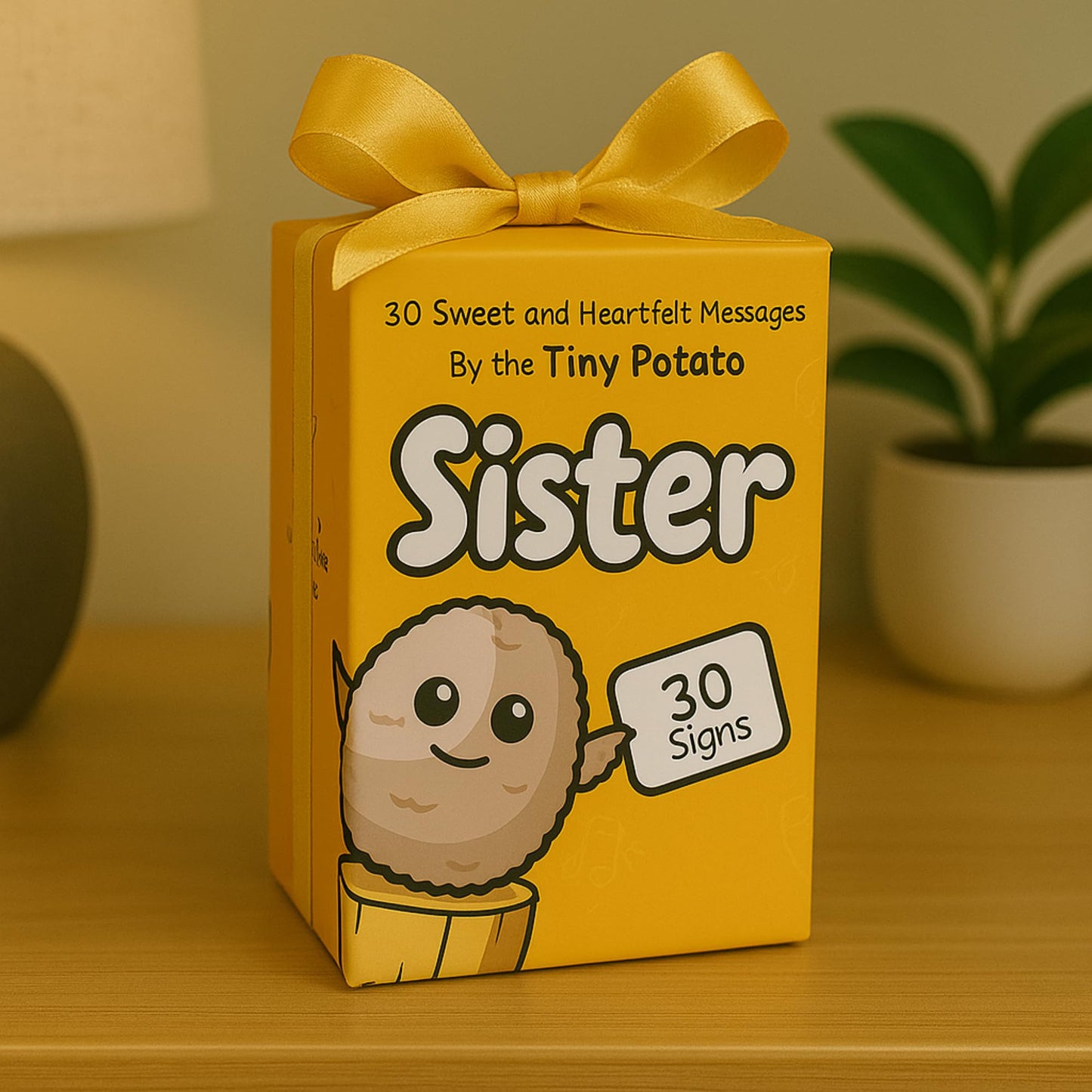 Funny Sister Gifts for Birthday, Graduation, Emotional Support - Sassy Crochet Potato W/ 30 Signs | Big Sisters Presents for Women, Unique Sister Gift from Brother, Little Sisters, Big Sis, Sis In-law