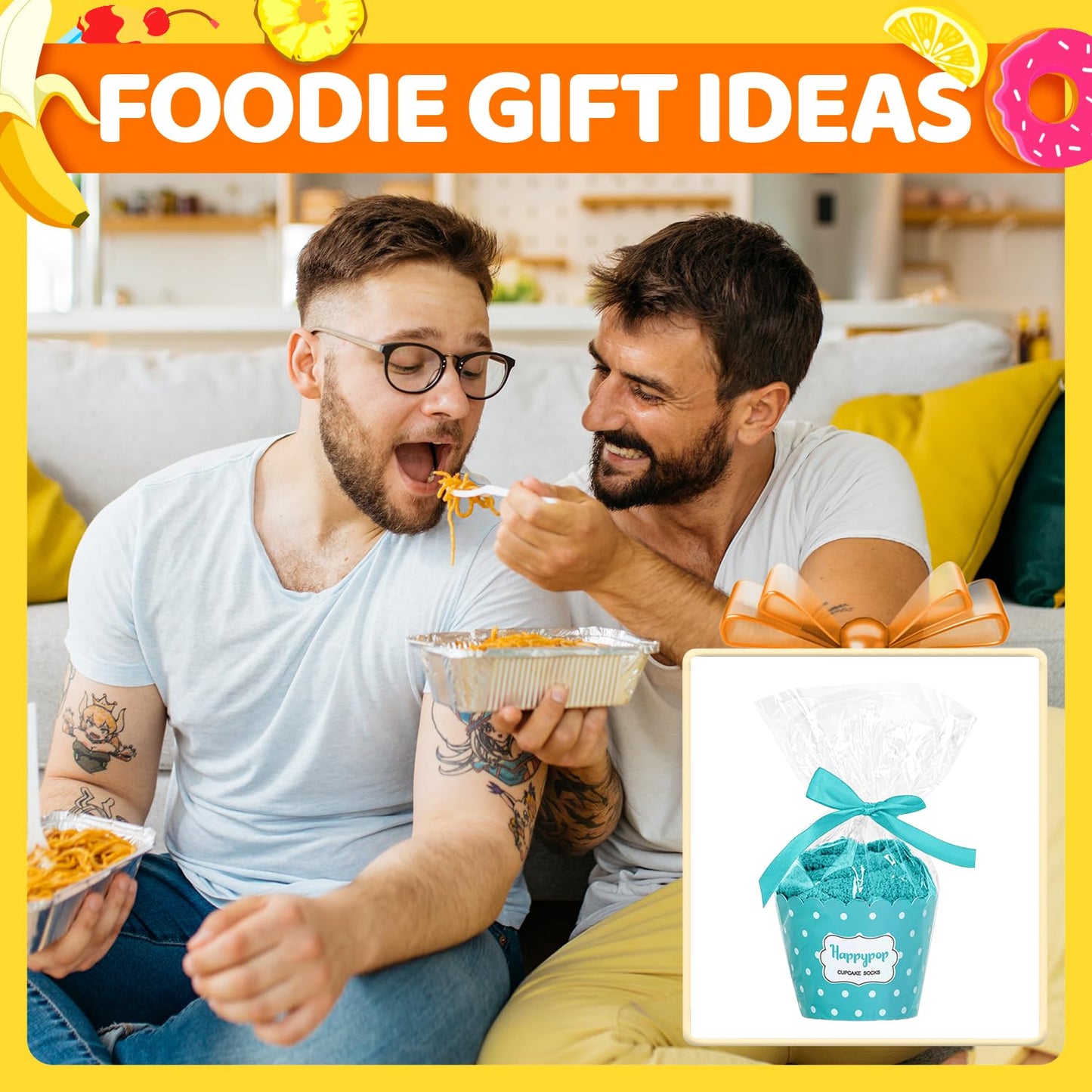 HAPPYPOP Food Drink Gifts for Women - Boba Tea Ramen Gifts for Her, Funny Saying Fuzzy Socks