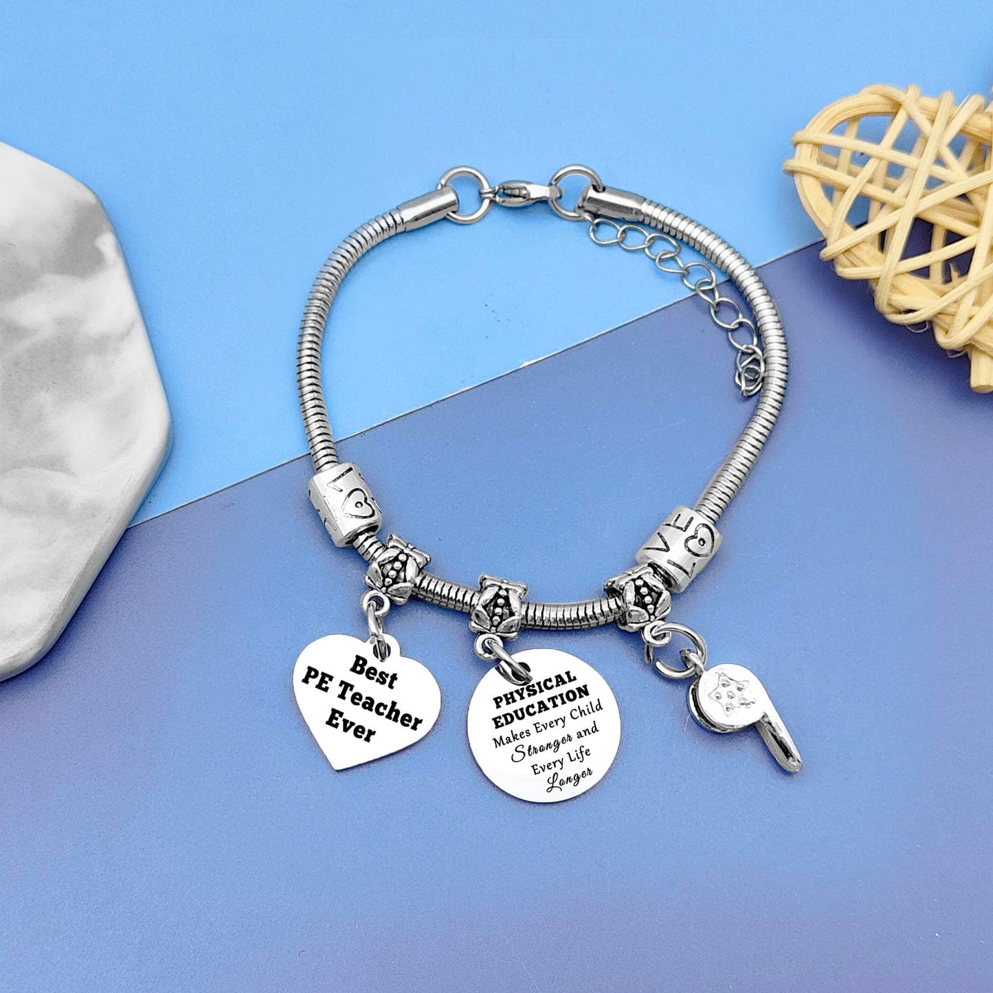 PE Teacher Gifts Bracelet Teacher Appreciation Gifts from Student Physical Education Gift Pe Bracelet Coach Gifts for Women Retirement Gifts for Teachers Graduation Gifts for Her Going Away Gifts