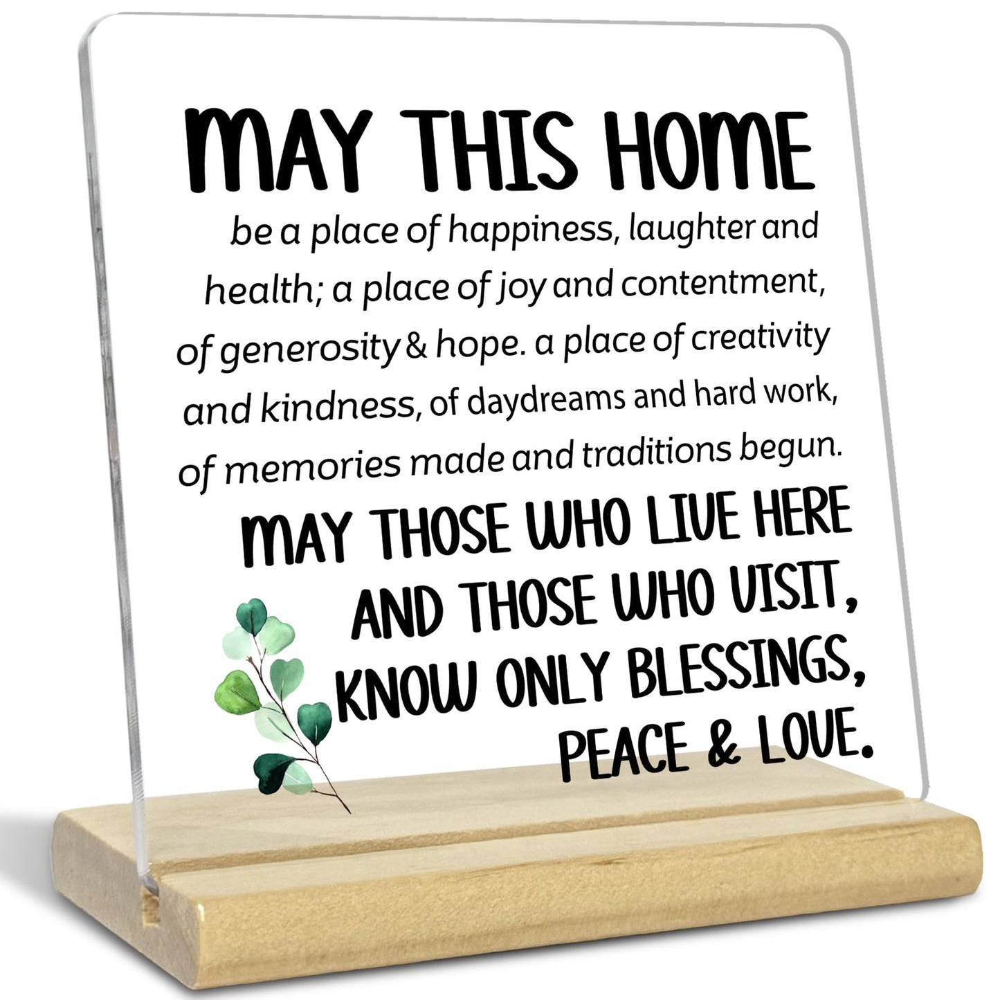 House Warming Gifts New Home for Women,Men,May This Home Acrylic Desk Docor Plaque,Inspirational Christian Desk Sign