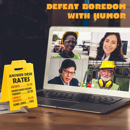 Funny Answer Desk Rates Sign, Team Office Gag Gifts Office Desk Sign Cubicle Decor Cool Work Accessories for Coworker Teammate Employee Boss Manager Supervisor White Elephant Gifts