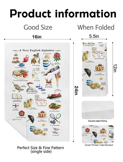 A Very English Alphabet Decorative Kitchen Towels 16x24 Inch ，English Gifts for Bathroom & Kitchen，British Gifts for Women Men，English Alphabet Lovers,