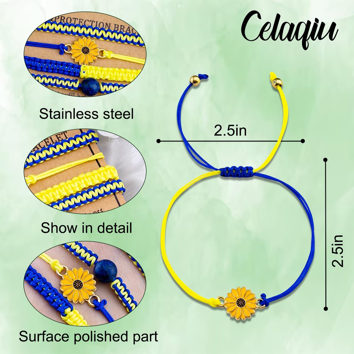 4 PCS Ukraine Keychain Bracelet Ukrainian Keychain Gifts Blue and Yellow Keychains Handmade Bracelets Ukraine Gifts Bracelet for Friend Women