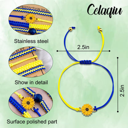 4 PCS Ukraine Keychain Bracelet Ukrainian Keychain Gifts Blue and Yellow Keychains Handmade Bracelets Ukraine Gifts Bracelet for Friend Women