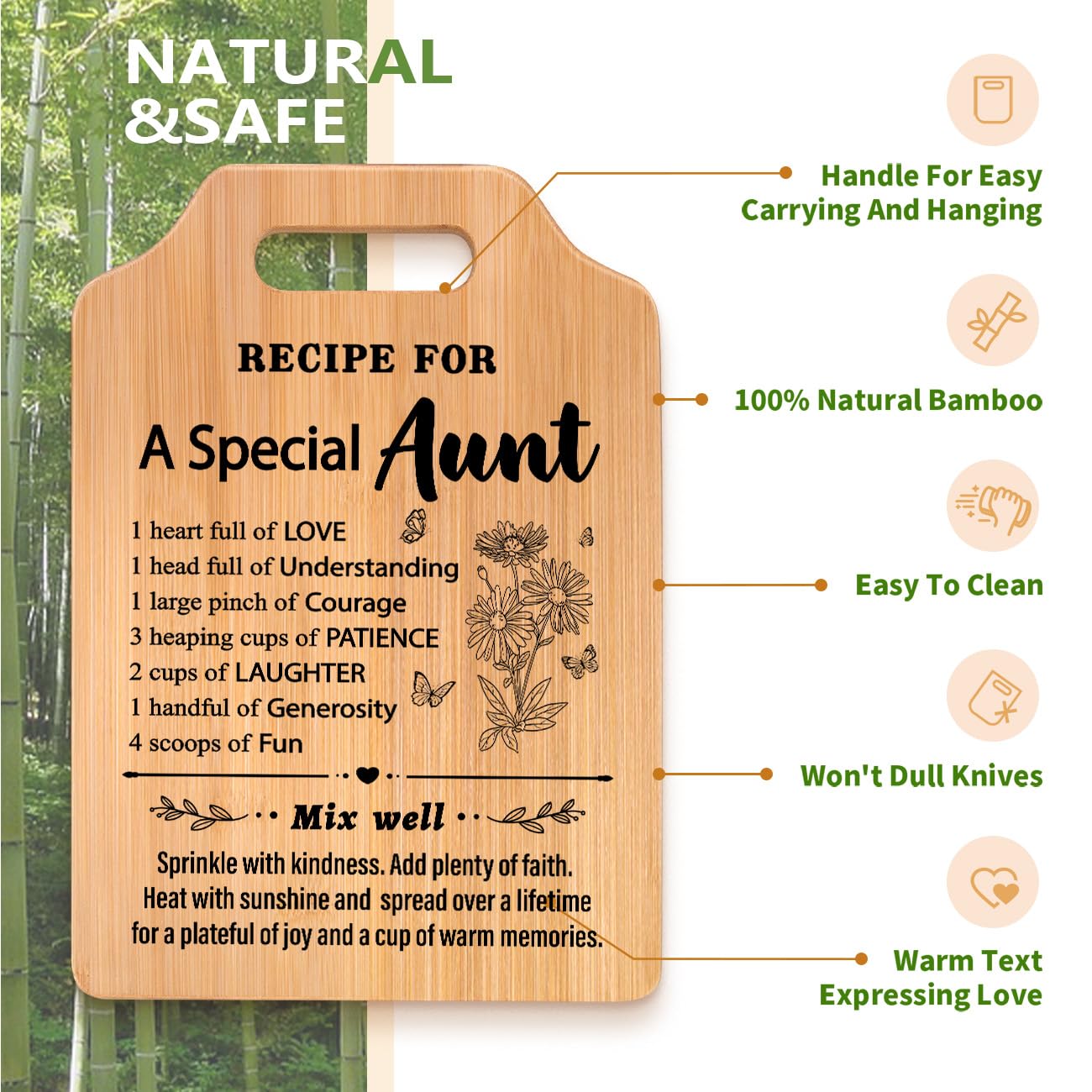 Gifts for Aunt, Birthday Gift for Aunt, Recipe Cutting Board for Aunts, Best Gifts for Aunts from Niece Nephew, Auntie Gift Ideas