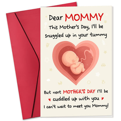HUNIGIFT First Mothers Day Card for New Mom, Mom to be - Happy Mother to be Mothers Day Card for Expecting Moms, Pregnant Moms, Pregnant Daughter Wife from The Bump - 5.3''x 8.0'' Card & Envelope