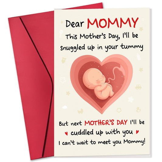 HUNIGIFT First Mothers Day Card for New Mom, Mom to be - Happy Mother to be Mothers Day Card for Expecting Moms, Pregnant Moms, Pregnant Daughter Wife from The Bump - 5.3''x 8.0'' Card & Envelope