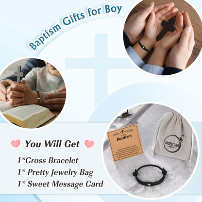 UNGENT THEM Cross Braided Rope Bracelet for Men Teen Boys, Easter Christian Baptism Confirmation Christmas Valentines Graduation Gifts Ideas