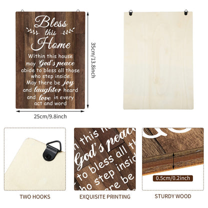 Yalikop House Warming Gifts New Home Bless This Home Wall Decor House Blessing Plaque Farmhouse Entryway Sign Wood Rustic Sign for Living Room Bedroom Homeowner Gift Decor(13.8 x 11 Inches,Brown)