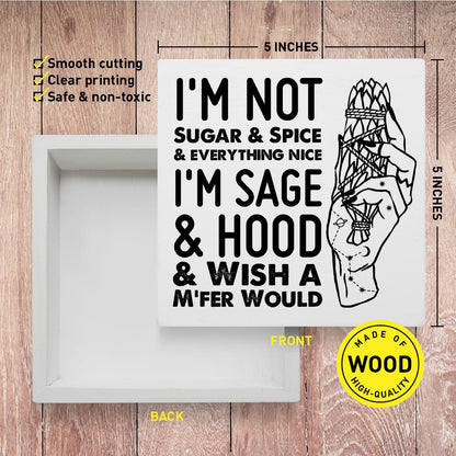 Witches Feminist Decor Wooden Box Sign, Celestial Witchy Witchcraft Decoration for Home Bedroom Bathroom Mystical Wiccan Table Decor, I'm Not Sugar, Witchy Gifts for Women Girls