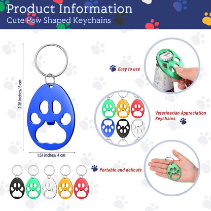 Reallnaive 12 Sets Veterinary Gifts Bulk Paw Print Bottle Opener Keychain Beer Opener Tool Thank You Gift for Women Veterinarian