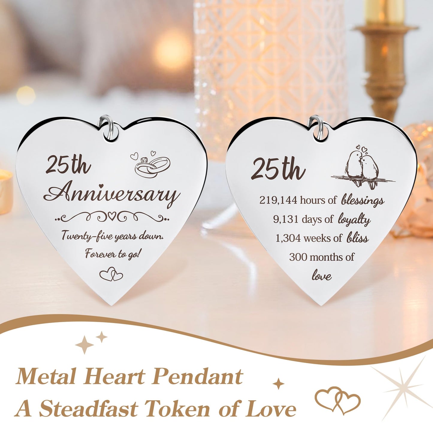 HELORAY 25th Wedding Anniversary Picture Frame Gifts for Couple Unique 25 Silver Anniversary Presents 25 Year Anniversary Decorations Gifts for Husband Wife Friends Parents Her Him