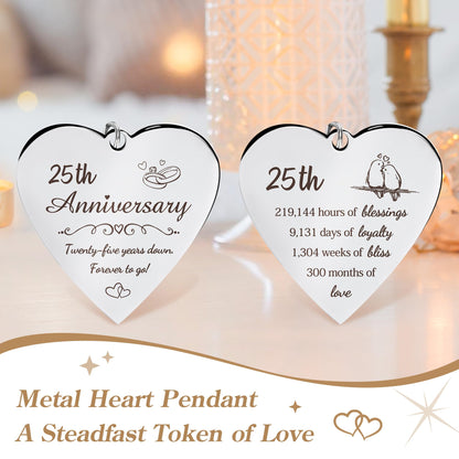 HELORAY 25th Wedding Anniversary Picture Frame Gifts for Couple Unique 25 Silver Anniversary Presents 25 Year Anniversary Decorations Gifts for Husband Wife Friends Parents Her Him