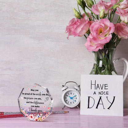 Yinder Thank You Gifts for Women Appreciation Gifts for Coworker Employee Nurse Teacher Leader Boss Inspirational Quotes Acrylic Desk Decor for Home Office Farewell Retirement