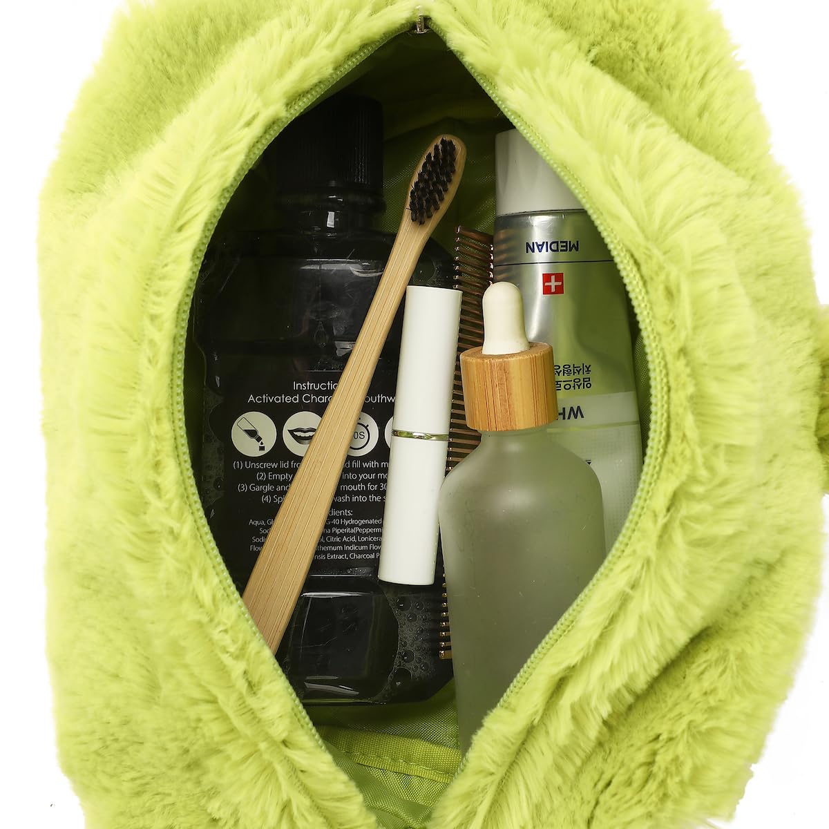 Bioworld The Grinch Big Face Character Women's Green Cosmetic Toiletry Bag