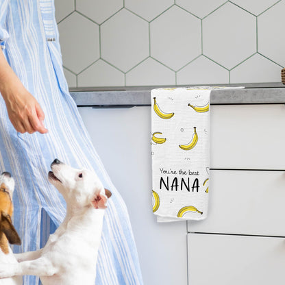 WFSM Nana Gifts Kitchen Towels - Gifts for Nana Kitchen Towels, Banana Gift Hand Towels, Gift for Nana from Grandkids Tea Towel, Nana Gifts for Mothers Day, 16×24 Inches