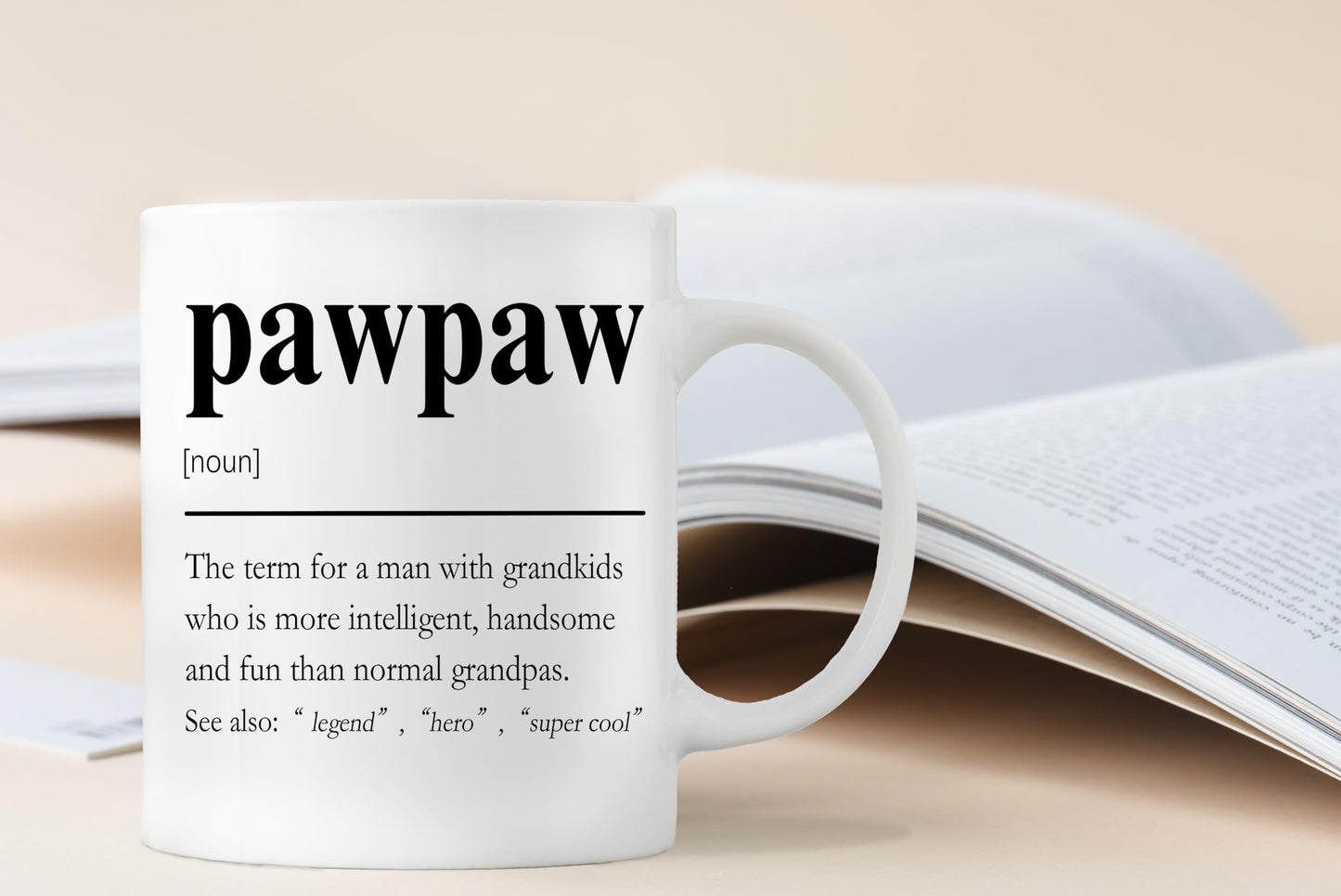 QASHWEY Pawpaw Mug, GrandpaPawpaw Gifts from Grandkids Coffee Mug, Grandpa Paw Paw Gifts Mugs, Fathers Day Christmas Mugs Tea Cup Gift for PawpawGrandpa, Pawpaw Definition Coffee Cups Ceramic 11oz