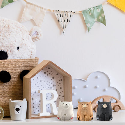 Lineshading 3 Pcs Mini Wooden Bears Figurines Handmade Carved Small Wooden Black Brown Bear Statue Miniature Ornament Holiday Bear Decor for Bedroom Playroom Gift(Standing,2 x 1.2 x 1.4 Inch)