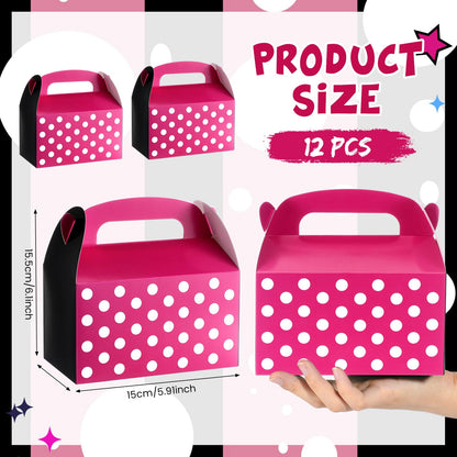 Marspark 12 Pack Pink Mouse Cartoon Birthday Party Supplies, Paper Gift Boxes, Cartoon Candy Treat Boxes for Birthday Party Decorations(Pink Mouse Pattern)