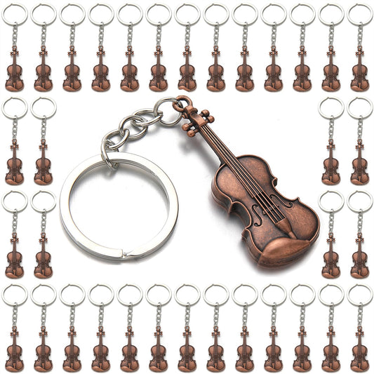 PHAETON 20PCS Violin Charm Metal Keyring Violin Keychain Violin Lover Gifts Music Themed Gift Violin Charm Metal Keychain Key Ring for Men and Women