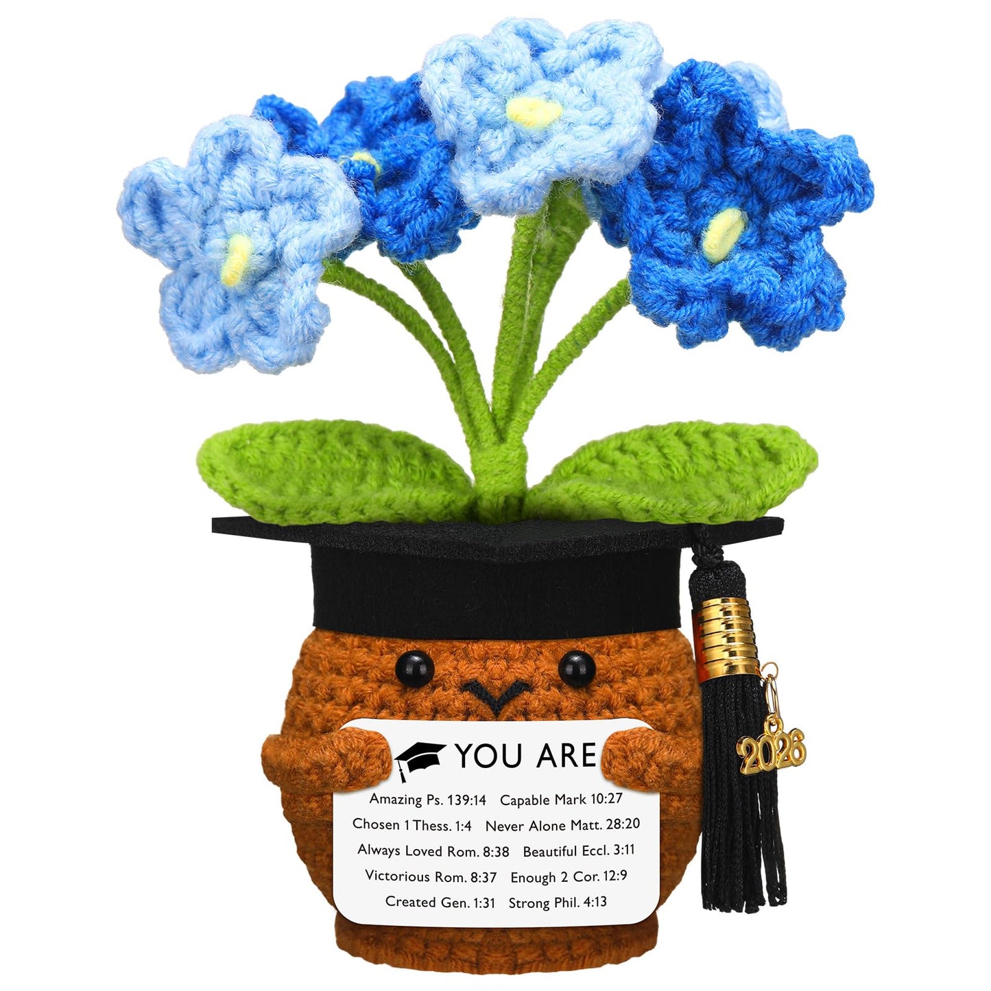 Wavwavw 2026 Christian Graduation Gifts for Her Him Bible Verses Crochet Flower Gifts for Class of 2026 Senior Masters Degree Student University College High School Graduate Religious Souvenir