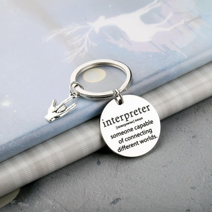 ENSIANTH Interpreter Keychain Sign Language Teacher Thank You Gift Interpreter Deaf Charm ASL Hand Gesture Translator Gift