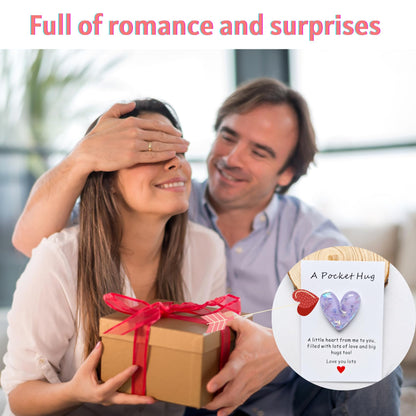 YOJO Pocket Hug Heart with Greeting Cards, Long Distance Relationship Gifts, Gifts for Boyfriend Girlfriend, I Love You Gift for Him Her (Purple)