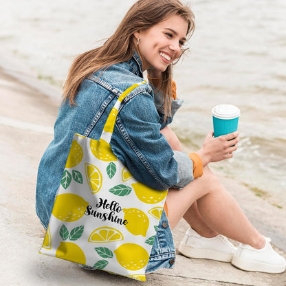 Animal Plant Tote Bag SeaTurtle Butterfly Cat Elephant Gifts Lemon Vegetable Themed Gifts Beach Bag for Camping