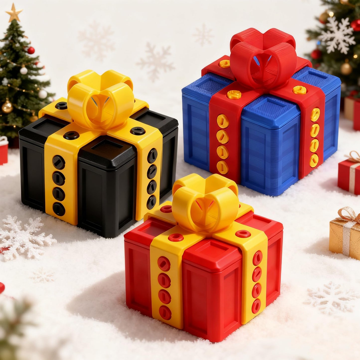 Prank Gift Box, 3D Printed Funny Gift Box, 8cm Really Prank Gifts Box with Screws, Surprise Novelty Gifts for Kids, Valentines Day Gifts Party Favors Festival (Blue Red)