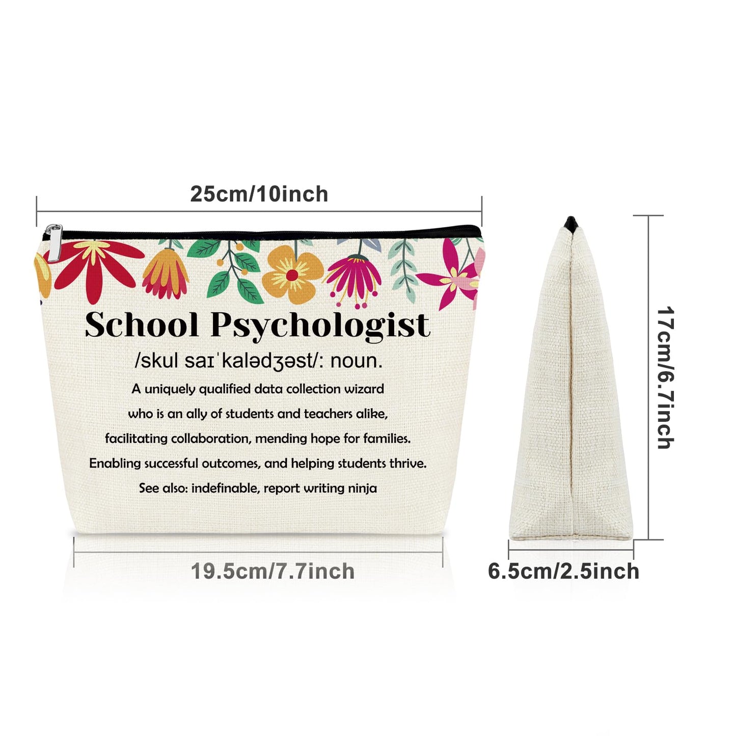 School Psychologist Gift for Women Makeup Bag Psychology Gifts for Daughter Sister Best Friend Thank You Gifts for Psychiatrist Student Cosmetic Bag Mental Health Gift for Her Travel Pouch