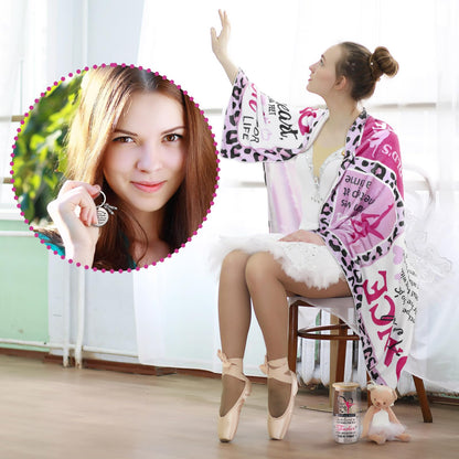 SmoothNovelty 3 Pcs Dance Teacher Gifts for Women Graduation Dance Teacher Appreciation Gifts Back to School Present 50 x 60 Inch Blanket 16 oz Glass Cup Keychain Dancer Love Graduation Party Supplies