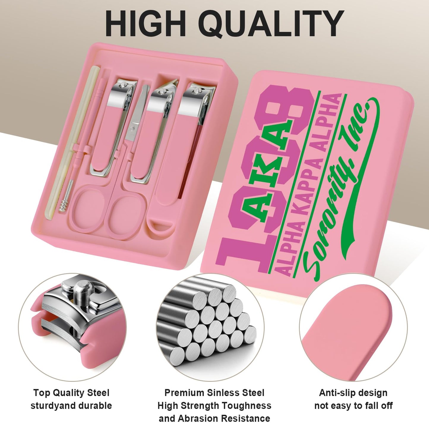 Nail Clippers and Beauty Tool,Portable Set Nail Clipper Set,Manicure Kit for Women,Manicure Set 6 in 1 AKA Sorority Gifts Nail Kit Suitable for for Women (AKA Pink)