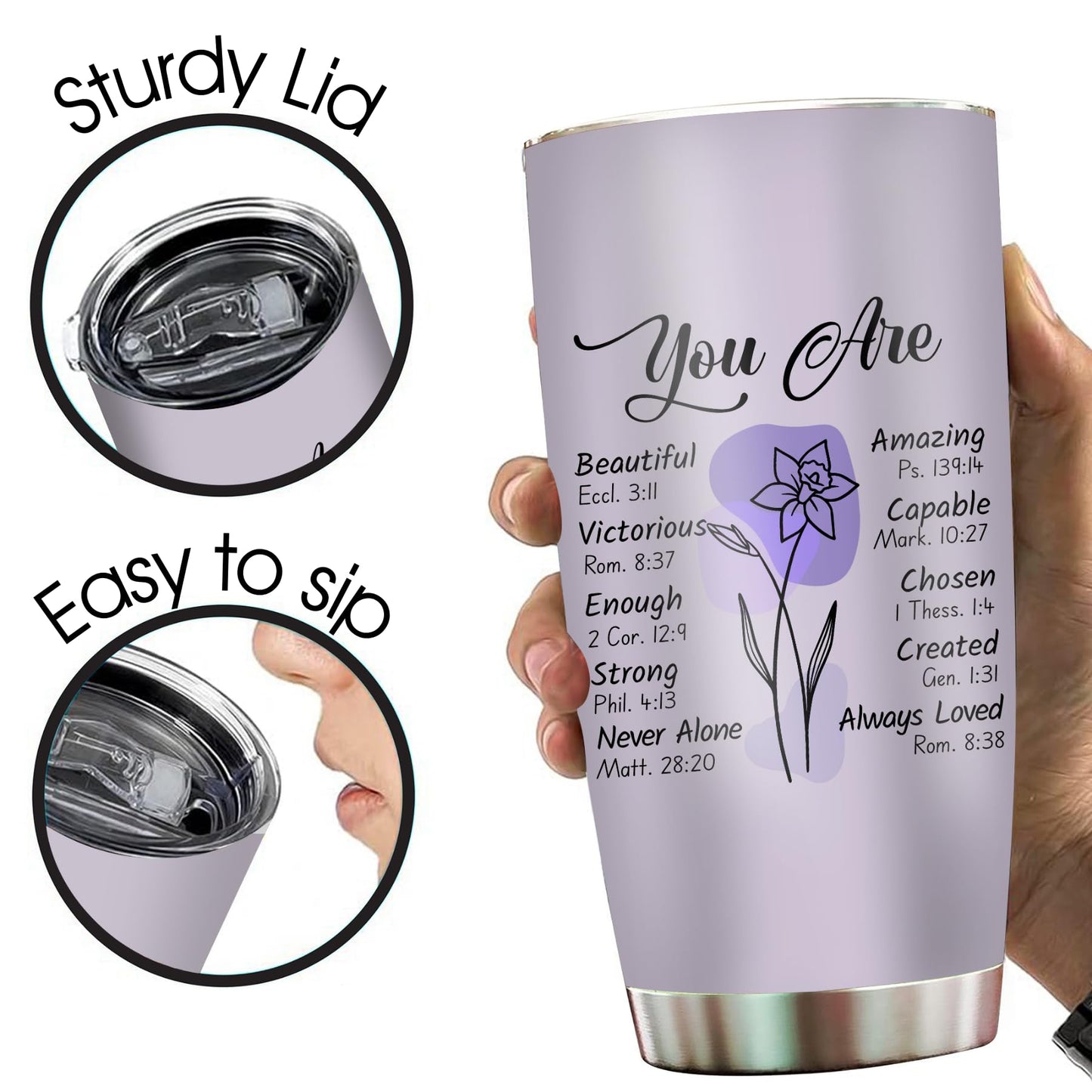 Christian Gifts for Women Faith - Christian Tumblers for Mothers Day Bible Gift - Christian Tumbler Religious Gifts Spiritual Encouragement Inspirational Gift for Women Stainless Steel Tumbler 20oz