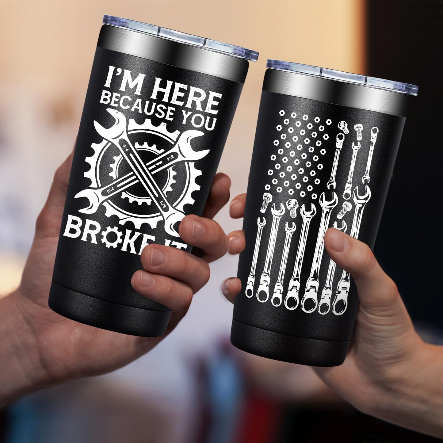 Fufandi Mechanic Gifts - Maintenance Appreciation Gift, Maintenance Man Gifts for Men - Mechanic Worker Travel Coffee Tumbler 20oz