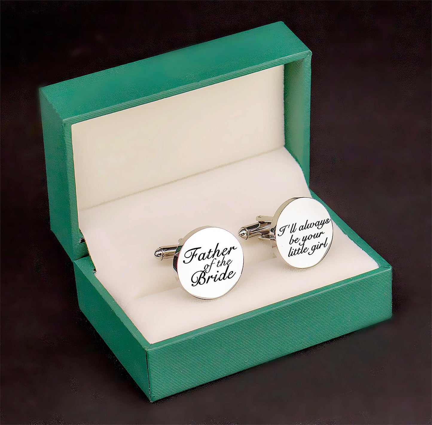 Kooer Custom Personalized Cufflinks & Tie Clip Set Wedding Jewelry Cufflinks Engraved Gifts for Men