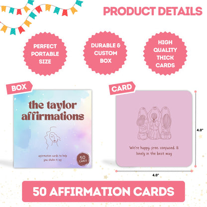 Taylor Gifts for Girls Birthday Gift | Affirmations - 50 PCS Taylor Cards | Taylor Themed Gifts, Taylor Gift Merch for Game Nights, Birthday Party Favors for Girls Women