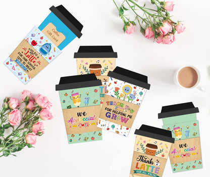 JUESMOS Teacher Appreciation Gift Cards Holders Bulk Thank You Teacher Coffee Gift Card Holder for Teachers Appreciation Week Cute Gifts Card Holder Thank You Greeting Cards for Teachers