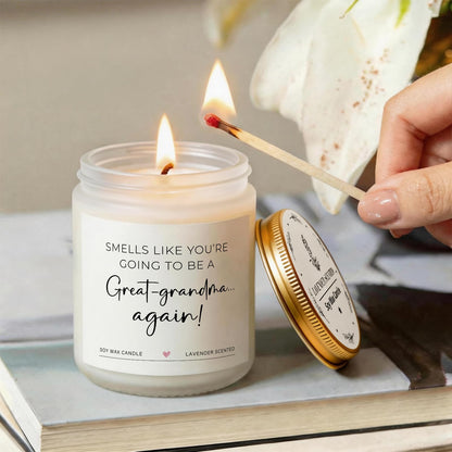 Great Grandma Gifts for Great Grandma Baby Announcement, Christmas - 7 Oz Lavender Scented Candles (Great-Grandma Again)