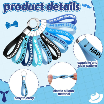 Huquary 100 Pcs Happy Father's Day Silicone Keychains Best Father Gift Rubber Keyrings Thank You Dad Gift Keychain Wristlet Dad Birthday Gifts from Daughter Son Party Favors Papa Appreciation