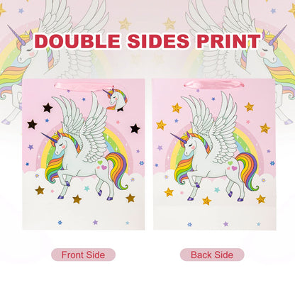 Laidans 13" Large Unicorns Gift Bag for Girls and Kids Birthday Baby Shower with Tissue Paper 1-Pack
