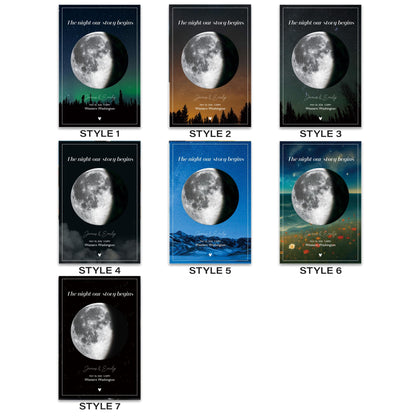 Custom Moon Phase Poster – Personalized Moon Gift for Mom, Dad, Wife, or Partner – Anniversary, Birthday or Wedding Night Sky Print – Unique Celestial Wall Art for Home Décor (Moon Phase Style 04)