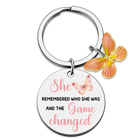 Breakup Gifts for Women Adults Divorce Gift for Her Cheer Up Inspirational Uplifting Positive Feel Better Gift Pink Butterfly Decor New Begging Apreciation Gift Keychains for Women Bag Cham