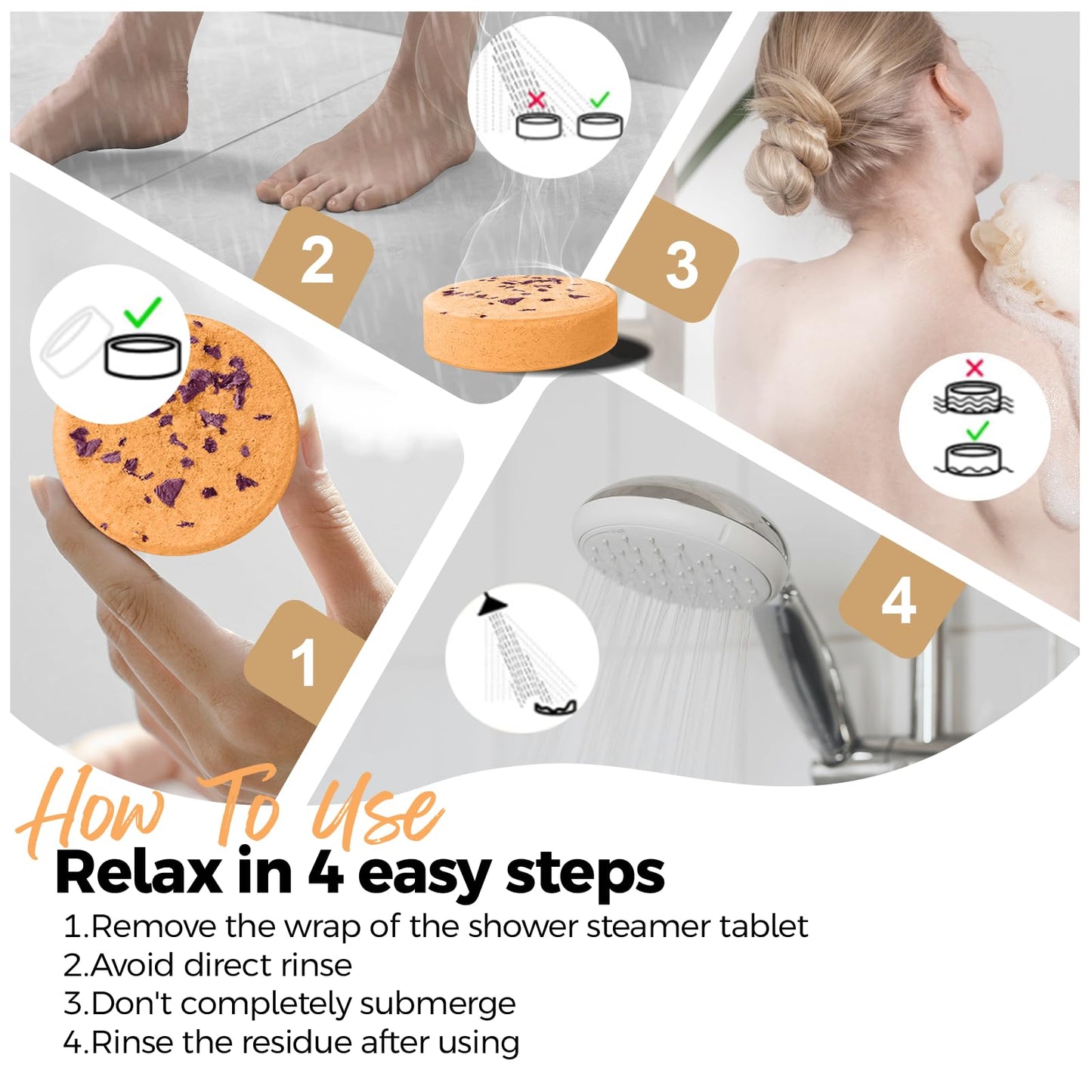 SWCANDY Shower Steamers Aromatherapy Birthday Gifts for Women Travel Essentials, 8 Pcs Orange, Bath Bombs Shower Bombs with Natural Essential Oils, Relaxation Home SPA