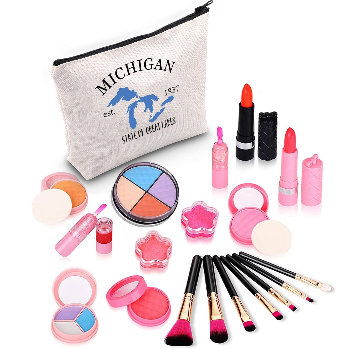 ZJXHPO Michigan State Themed Cosmetic Bag - Waterproof Polyester Makeup Travel Gift Bag - Michigan 1837